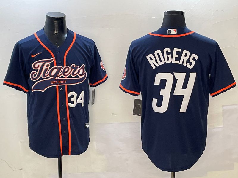 Men Detroit Tigers #34 Rogers Drak Blue Joint Name Game 2025 Nike MLB Jersey style 4->detroit tigers->MLB Jersey